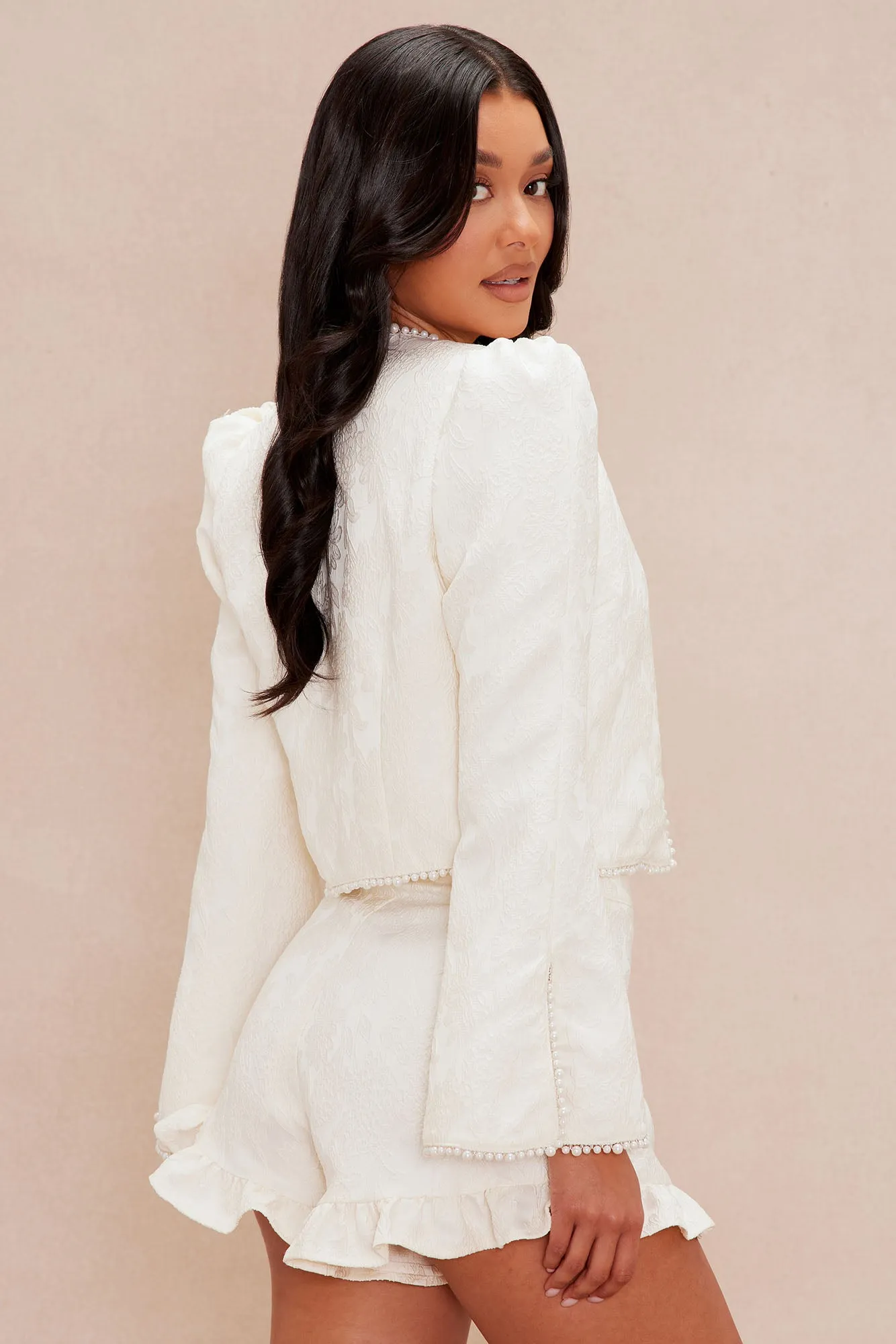 Amara Jacquard Short Set - Cream