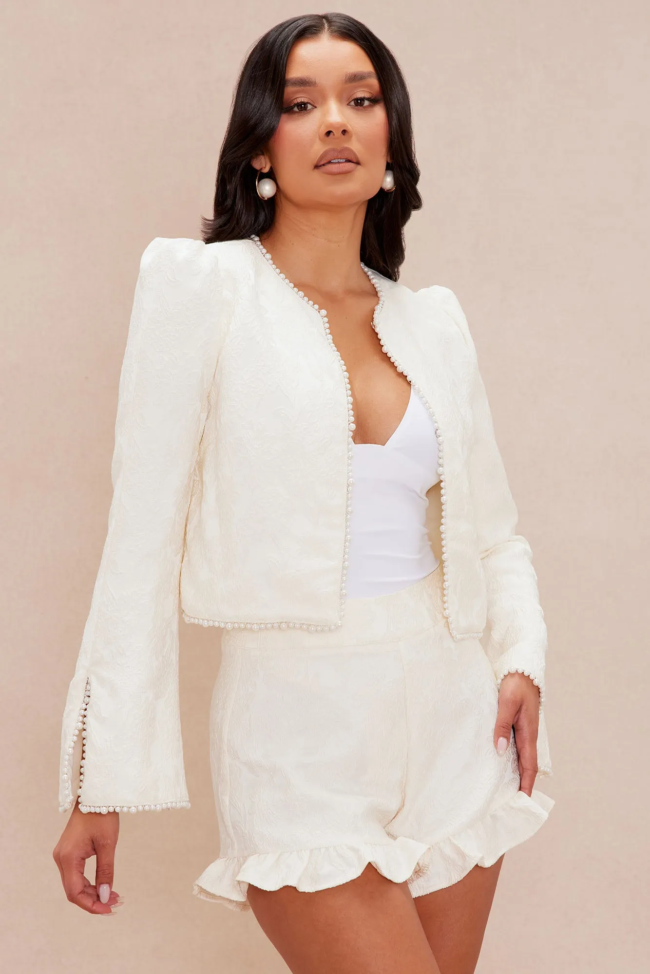 Amara Jacquard Short Set - Cream