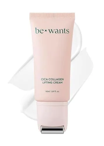 BE WANTS Bewants Neck Lifting & Firming Cream with Centella Asiatica | Vegan Hyaluronic Acid | Neck Firming Cream Tightening Lifting Sagging Skin with Gua Sha Roller | Korean Skincare | 1.7 fl oz