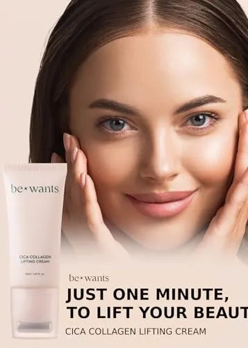 BE WANTS Bewants Neck Lifting & Firming Cream with Centella Asiatica | Vegan Hyaluronic Acid | Neck Firming Cream Tightening Lifting Sagging Skin with Gua Sha Roller | Korean Skincare | 1.7 fl oz