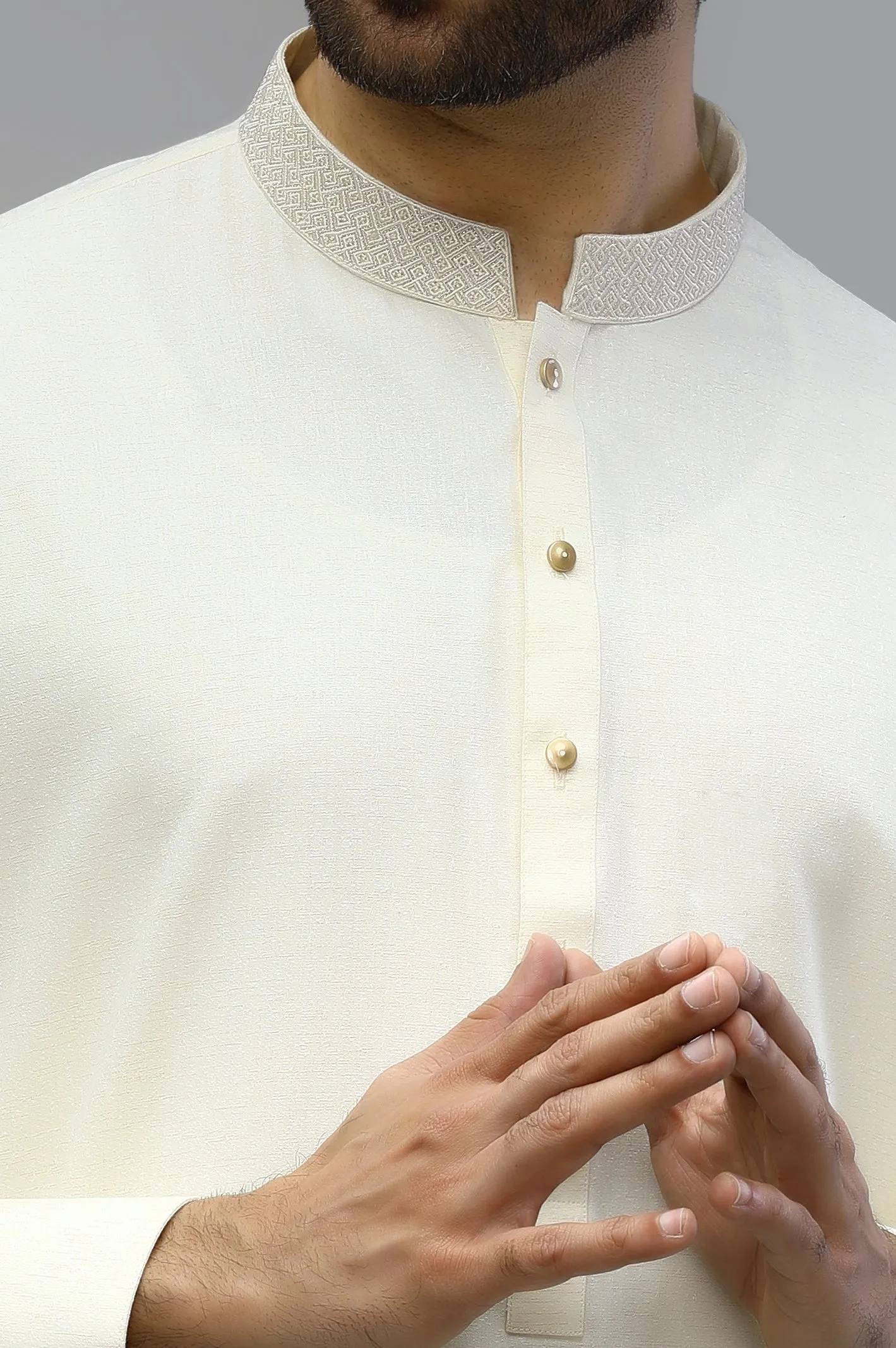Cream Wash & Wear Shalwar Kameez