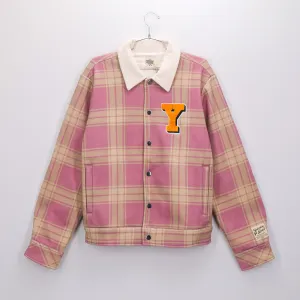 Flannel Trucker Jacket Wine/Cream