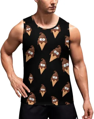 Funny Pooping Shit Ice-Cream Men's Tank Tops Summer Sleeveless T-Shirts Gym Workout Tee Casual Beach Tee