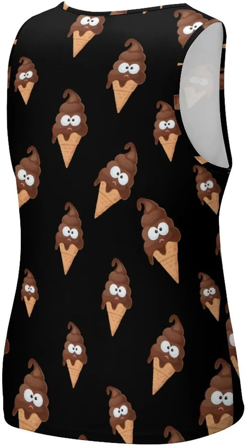 Funny Pooping Shit Ice-Cream Men's Tank Tops Summer Sleeveless T-Shirts Gym Workout Tee Casual Beach Tee