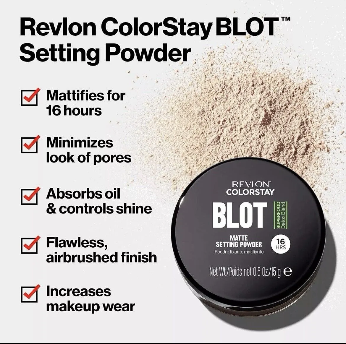 Lot of 2 - Revlon ColorStay Blot Face Powder, Matt Blurring & Oil Absorbing Setting 001