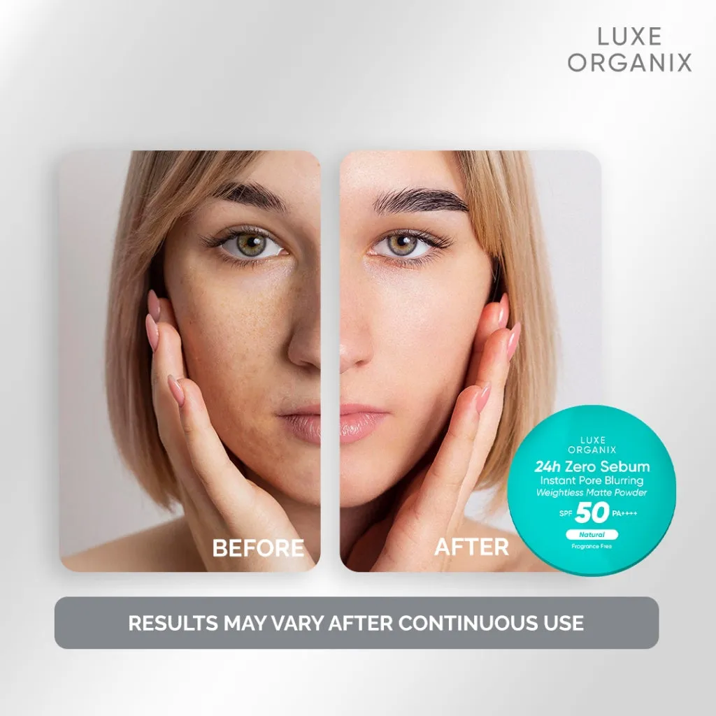 Luxe Organix 24H Zero Sebum Instant Pore Blurring Weightless Matte Powder SPF 50 PA     Natural | Translucent 15g