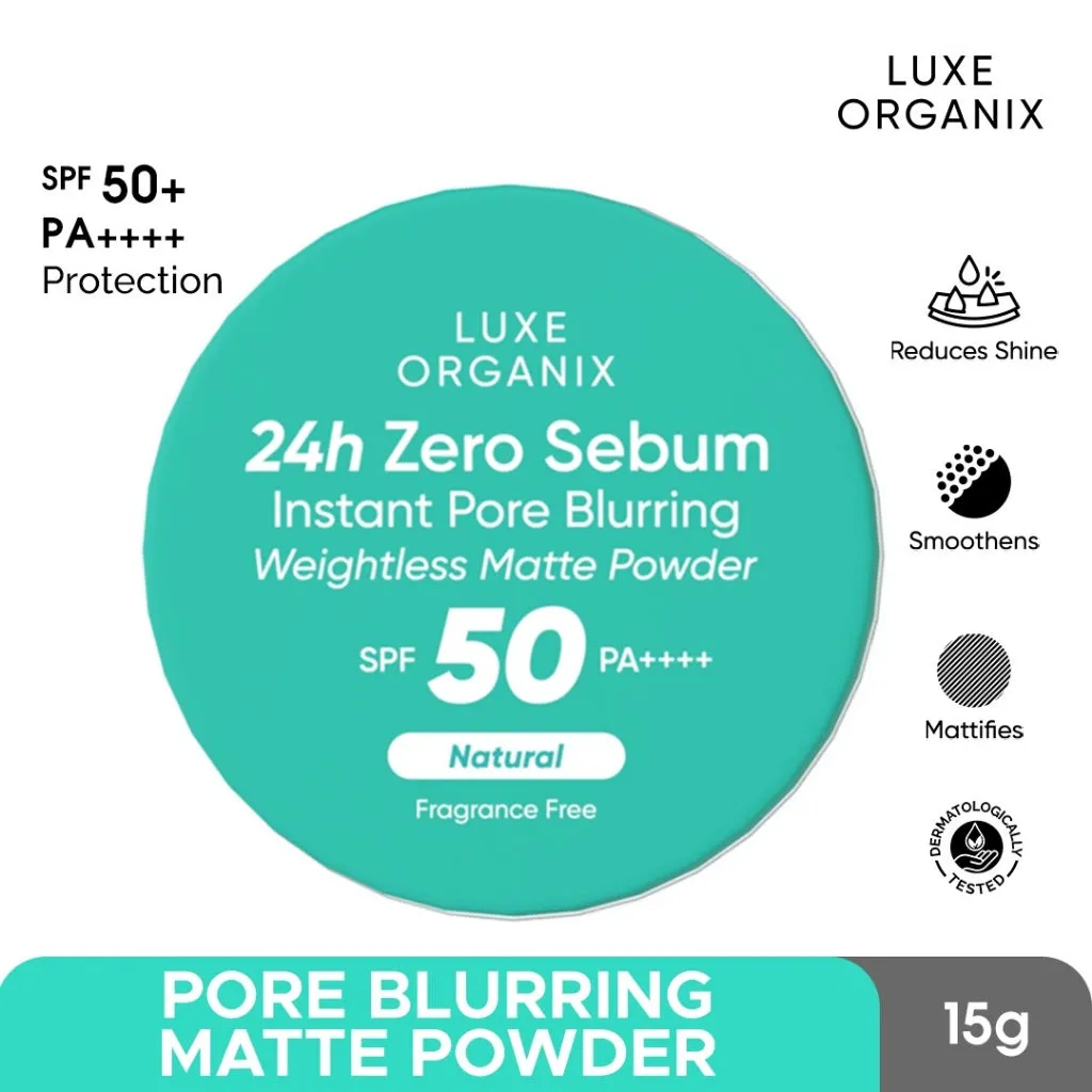 Luxe Organix 24H Zero Sebum Instant Pore Blurring Weightless Matte Powder SPF 50 PA     Natural | Translucent 15g