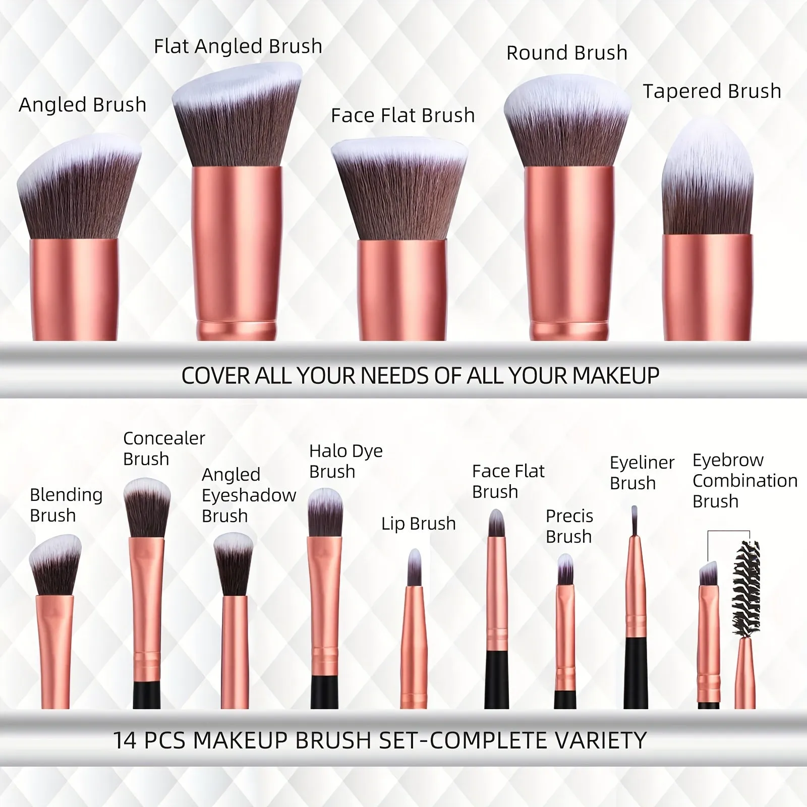 Rose Gold Makeup Brushes with Case